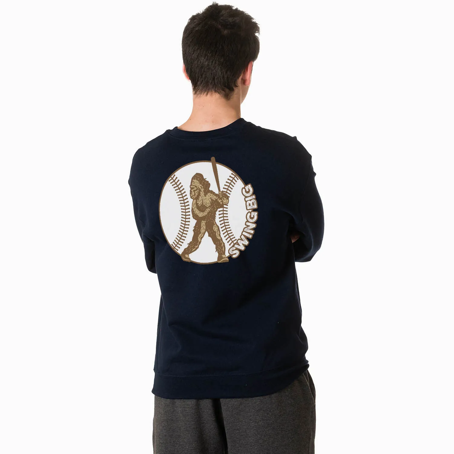 Baseball Crewneck Sweatshirt - Baseball Bigfoot (Back Design) 